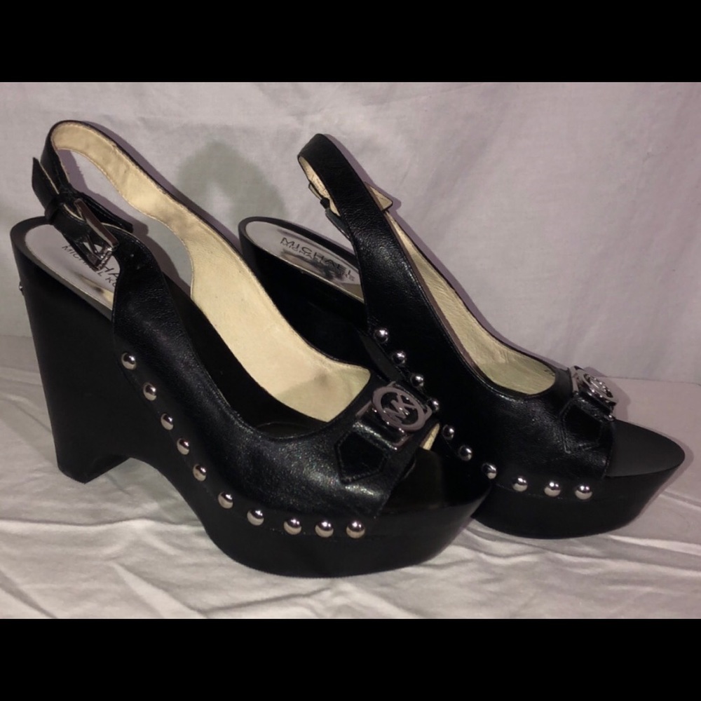 Sexy Michael Kors black sling back wedges